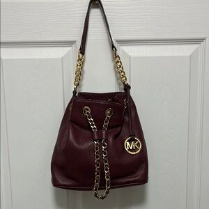 Michael Kors Burgundy Leather Shoulder Bag